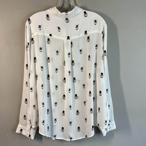 Torrid Madison Georgette Button Front Long Sleeve Shirt 2X Novelty Fox Rabbit - Picture 3 of 16